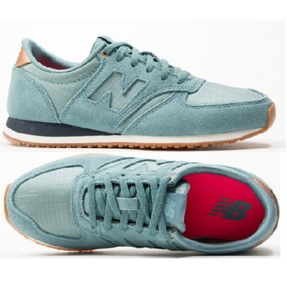 NEW BALANCE 420 Classic Blue Suede & Rose Gold Athletic Sneakers WL420SCC - Picture 1 of 5